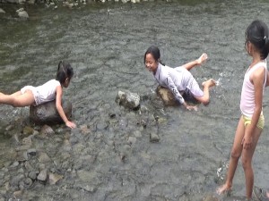 funny kids toy on the river